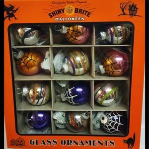 Shiny Halloween Glass Ornaments Spiderweb Purple